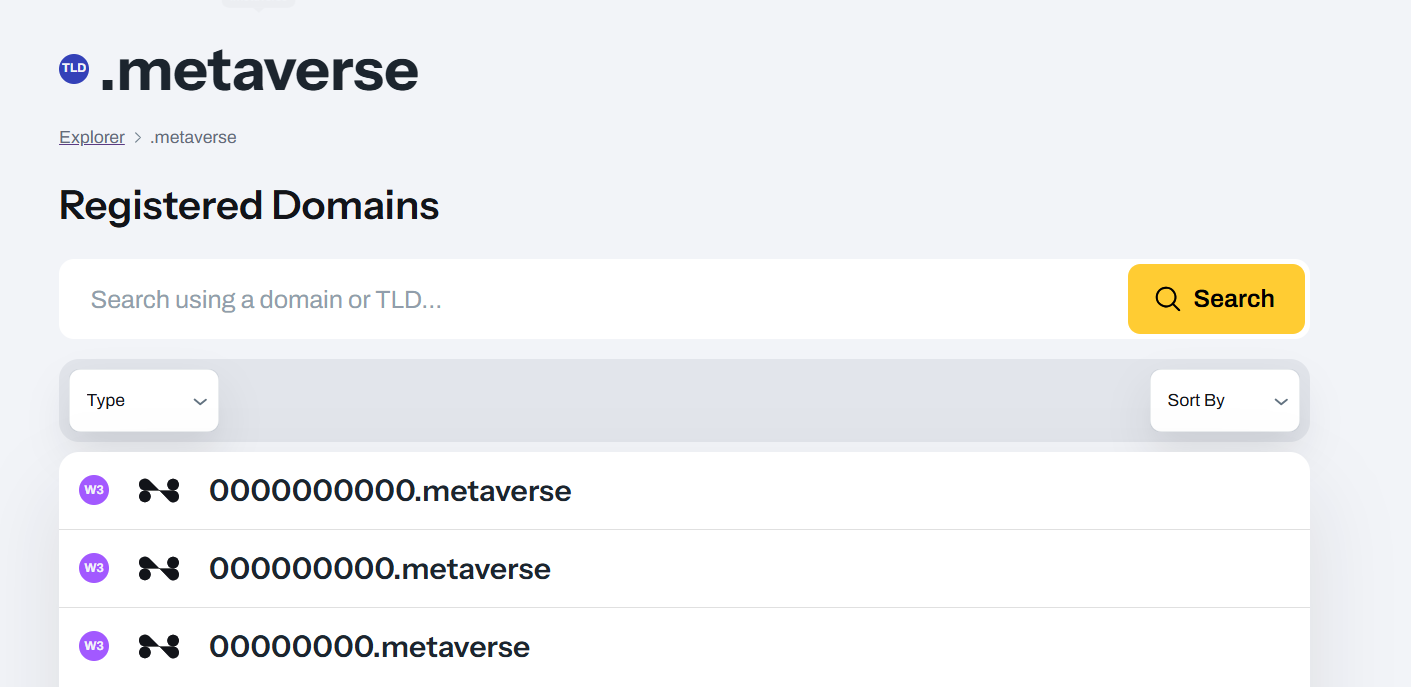 results of web3 search explorer query
