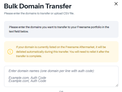 Bulk Domain Transfer form