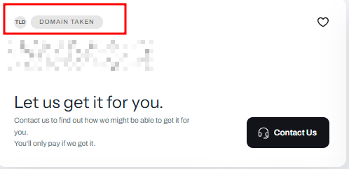 Example of Domain Taken Screenshot